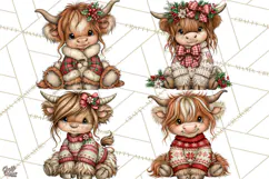Boutique Christmas Highland Cows PNG Product Image 1