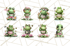 Golfing Frog Turtle Alligator Argyle Clipart PNG Product Image 7