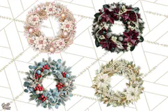 Christmas Wreath Clipart PNG, Elegant Holiday Wreaths Product Image 1