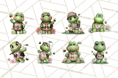 Golfing Frog Turtle Alligator Argyle Clipart PNG Product Image 8