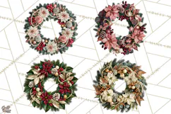 Christmas Wreath Clipart PNG, Elegant Holiday Wreaths Product Image 1