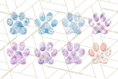 Cat Paw Prints Clipart PNG, Patchwork Kitty Paw Art Product Image 8