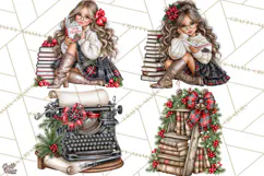 Dark Academia Christmas Clipart Royal Stewart Tartan PNG Product Image 1