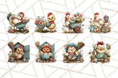 Spring Chickens Gardening Farm Clipart PNG, Chicks Clip Art Product Image 8