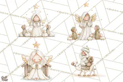 Christmas Nativity Clipart, Watercolor Nativity Scene PNG Product Image 1