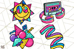 80s Retro Doodle Accessories PNG Product Image 1
