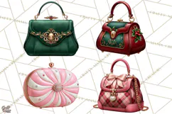 Christmas Handbag Clipart PNG, Holiday Purse Illustrations Product Image 1