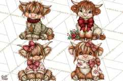 Boutique Christmas Highland Cows PNG Product Image 1