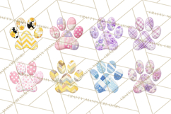 Cat Paw Prints Clipart PNG, Patchwork Kitty Paw Art Product Image 9