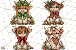 Boutique Christmas Highland Cows PNG Product Image 1