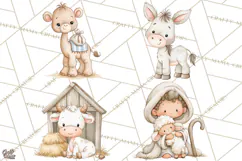 Christmas Nativity Clipart, Watercolor Nativity Scene PNG Product Image 1