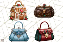 Christmas Handbag Clipart PNG, Holiday Purse Illustrations Product Image 1