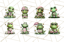 Golfing Frog Turtle Alligator Argyle Clipart PNG Product Image 9