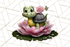 Cute Turtle Frog Alligator Pond Animals Clipart PNG Product Image 3