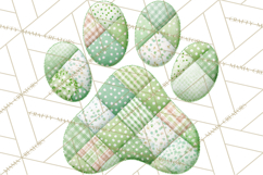 Cat Paw Prints Clipart PNG, Patchwork Kitty Paw Art Product Image 3