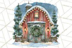 Winter Barn Christmas Clipart PNG, Farmhouse Christmas Product Image 4
