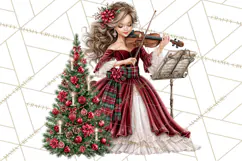 Dark Academia Christmas Clipart Royal Stewart Tartan PNG Product Image 4
