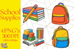 School Supplies Clipart Back To School PNG, Teacher Clip Art Product Image 1