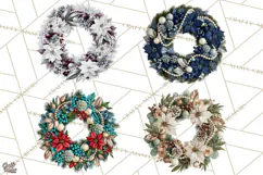 Christmas Wreath Clipart PNG, Elegant Holiday Wreaths Product Image 1