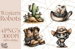 Western Robot Clipart PNG Files, Western Clip Art Product Image 1