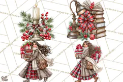 Dark Academia Christmas Clipart Royal Stewart Tartan PNG Product Image 1