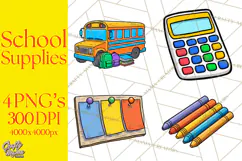 School Supplies Clipart Back To School PNG, Teacher Clip Art Product Image 1