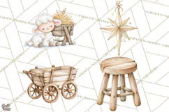 Christmas Nativity Clipart, Watercolor Nativity Scene PNG Product Image 1