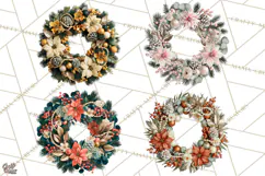 Christmas Wreath Clipart PNG, Elegant Holiday Wreaths Product Image 1