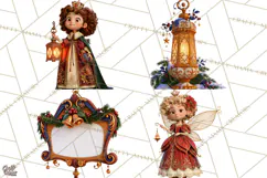 Fairy Tale Christmas Clipart, Enchanted Royal Winter Png Product Image 1