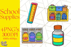 School Supplies Clipart Back To School PNG, Teacher Clip Art Product Image 1