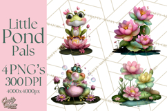 Cute Turtle Frog Alligator Pond Animals Clipart PNG Product Image 1