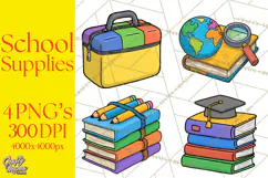 School Supplies Clipart Back To School PNG, Teacher Clip Art Product Image 1