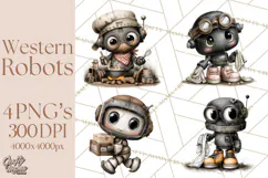 Western Robot Clipart PNG Files, Western Clip Art Product Image 1