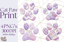 Cat Paw Prints Clipart PNG, Patchwork Kitty Paw Art Product Image 1