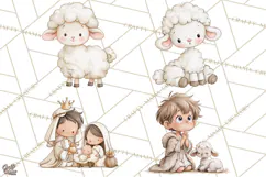 Christmas Nativity Clipart, Watercolor Nativity Scene PNG Product Image 1