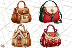 Christmas Handbag Clipart PNG, Holiday Purse Illustrations Product Image 1