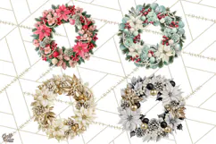 Christmas Wreath Clipart PNG, Elegant Holiday Wreaths Product Image 1
