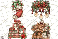 Boutique Christmas Highland Cows PNG Product Image 1