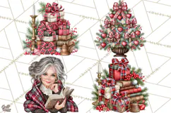 Dark Academia Christmas Clipart Royal Stewart Tartan PNG Product Image 1