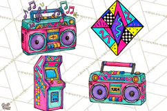 80s Retro Doodle Accessories PNG Product Image 1