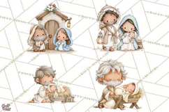 Christmas Nativity Clipart, Watercolor Nativity Scene PNG Product Image 1