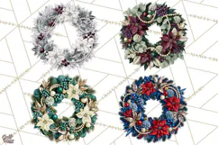 Christmas Wreath Clipart PNG, Elegant Holiday Wreaths Product Image 1