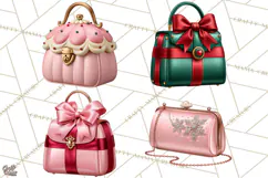 Christmas Handbag Clipart PNG, Holiday Purse Illustrations Product Image 1