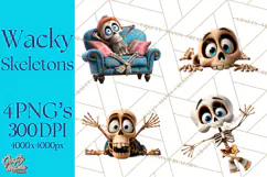 Funny Skeletons Clipart, Funny PNG, Funny Life Clip Art Product Image 1