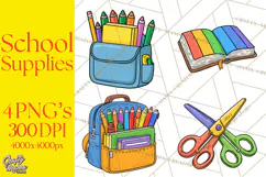 School Supplies Clipart Back To School PNG, Teacher Clip Art Product Image 1