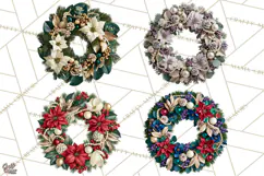 Christmas Wreath Clipart PNG, Elegant Holiday Wreaths Product Image 1