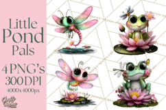 Cute Turtle Frog Alligator Pond Animals Clipart PNG Product Image 1