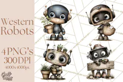 Western Robot Clipart PNG Files, Western Clip Art Product Image 1