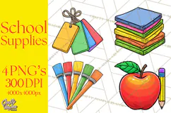 School Supplies Clipart Back To School PNG, Teacher Clip Art Product Image 1