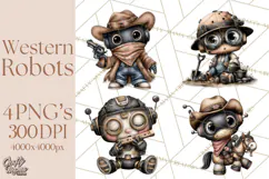 Western Robot Clipart PNG Files, Western Clip Art Product Image 1